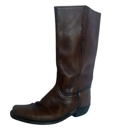 Vintage Frye Original Campus Pull On Genuine Leather Tall Boots In Brown 10.5 - Picture 11 of 12